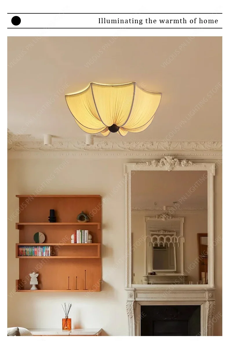 Nordic Wabi Sabi Fabric Ceiling Lights Living Room Cloth
