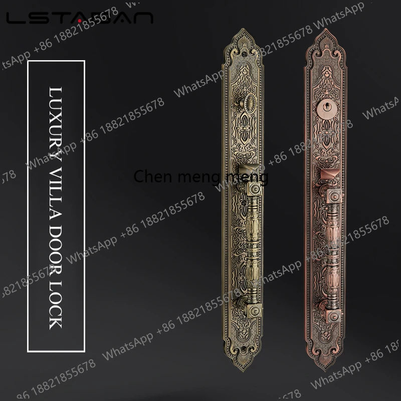 Bronze Luxury European Style Villa Door Lock Security Hotel Door Lock Entry Double-Open Folio Door Lock Solid Wood Handle Locks