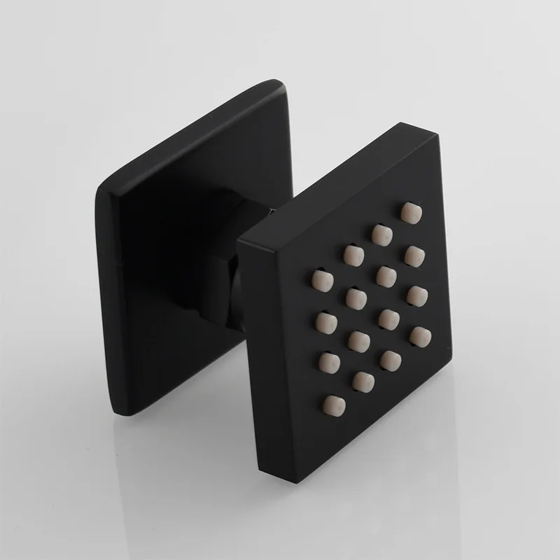 2 Inch Body Sprays Square Shower Spa Massage Body Jets Wall Mounted Shower Spray Head Faucet Accessory Matte Black