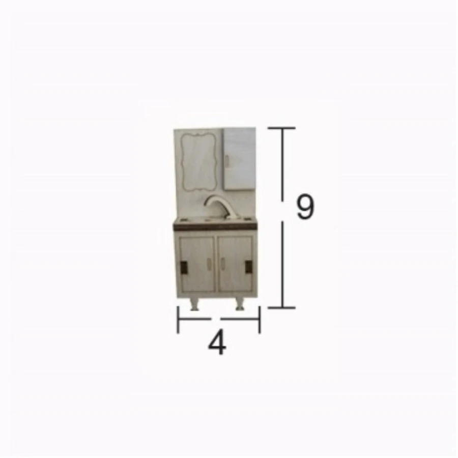 MN62 Miniature Bathroom Cabinet, Dyeable Raw Wood Miniature