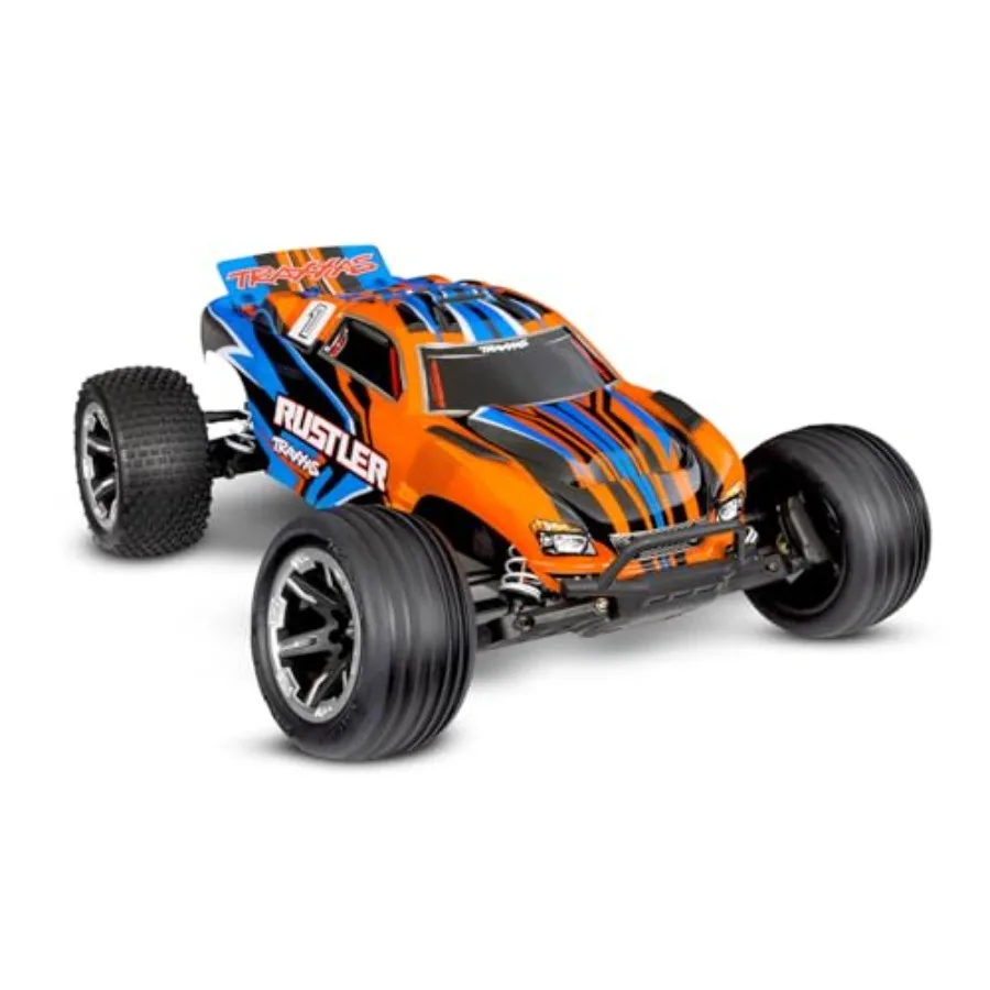

1/10 Rustler 2WD Stadium Truck HD w/USB-C for off-road racing, durable ABS plastic body, red/black color, high-speed brushless