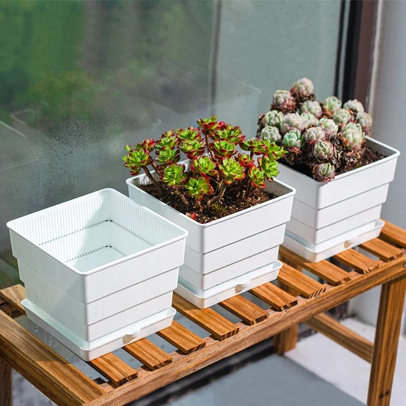 Root Control Flowerpot Plastic Square Succulent Nursery Planting Pots Cactus Plant Pot With Drainage Holes Garden Supplies