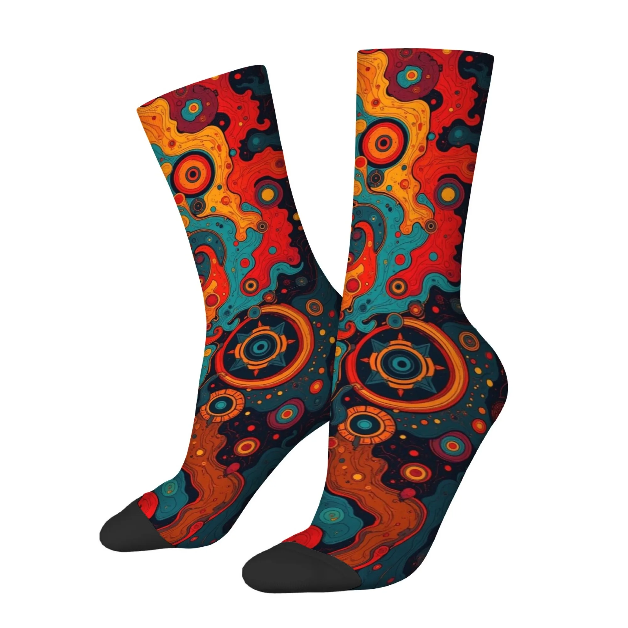 Retro Bohemian Harajuku Style Printed Men's Socks Breathable Comfortable Soft Socks Quirky Stylish Hip-Hop Outdoor Sports Socks