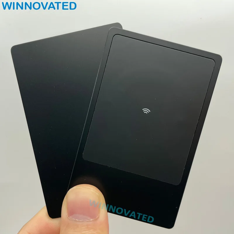 Customized product Hot Sell Matte Black Laser NFC Metal Business Card Chip Invisible for Social Media Share