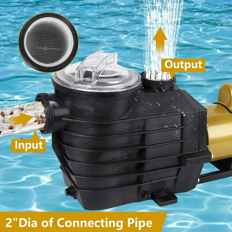 3HP Swimming Pool Pump Dual Speed In/Above Ground Water Pump, 8896GPH, 115V/230V High Flow Powerful Self Primming Swimming Pool