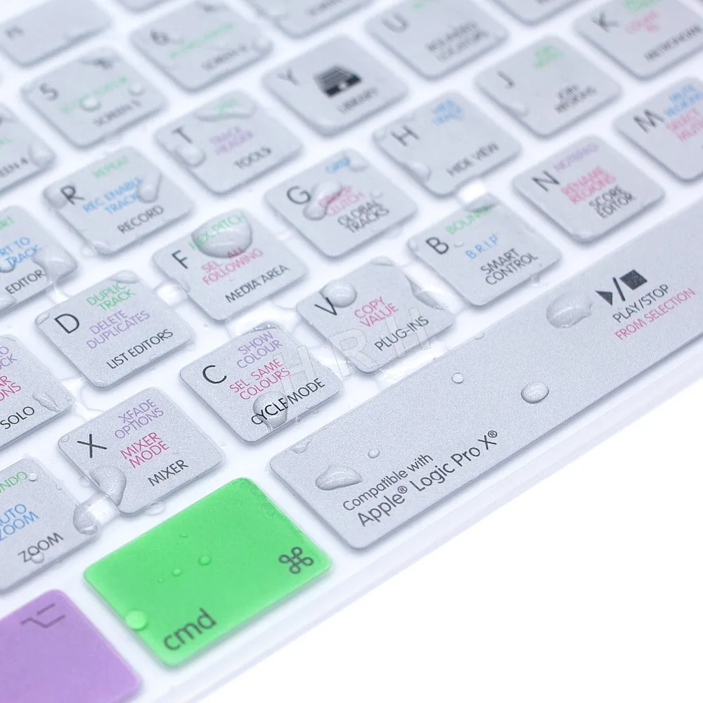 Logic Pro X Hot Key Design Keyboard Cover, US & EU, Apple Keyboard with Numeric Keypad, Wired USB, iMac G6 Desktop PC