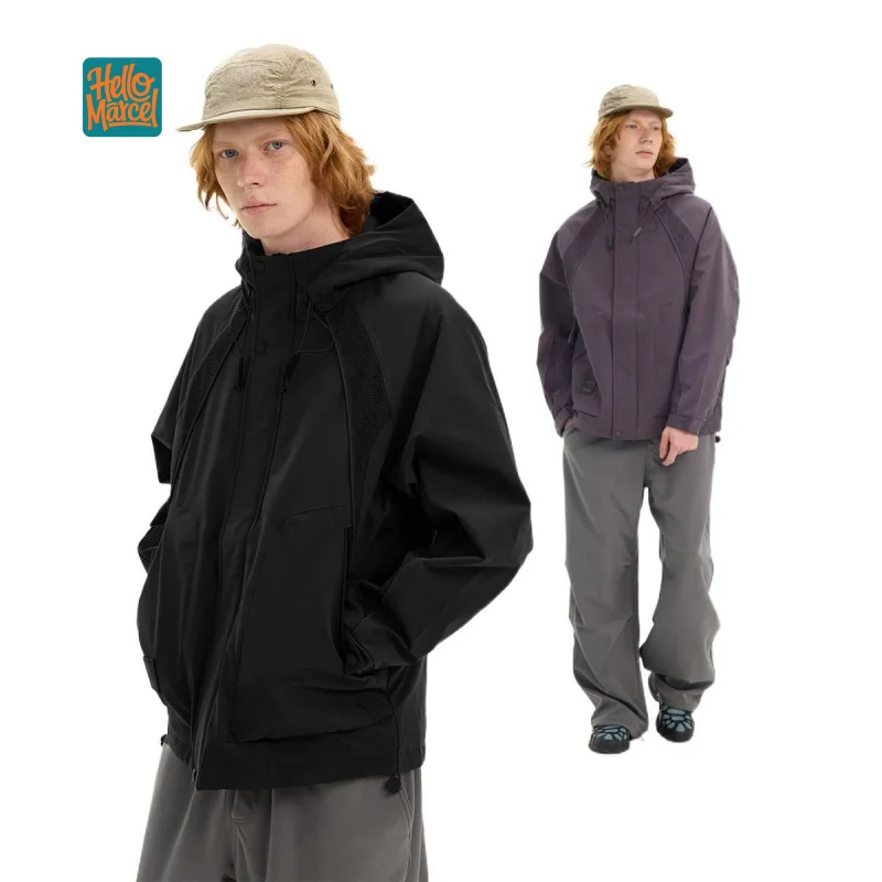 

HELLOMARCEL Высокое качество ЕС США Размер Роскошная уличная одежда Cleanfit Свободная ветрозащитная теплая толстая мужская зимняя куртка с капюшоном