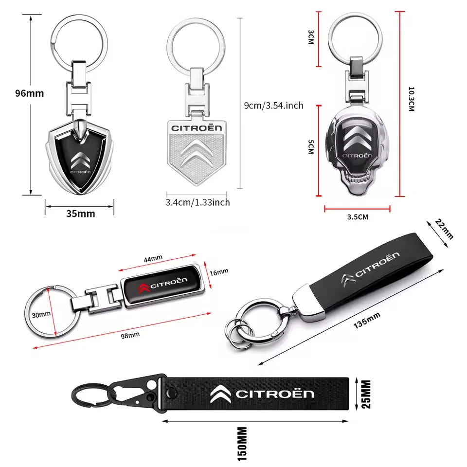Car Logo Keychain Metal Key Rings Accessories For Citroen Berlingo C3 Aircross C5 Aircross C5X C4 Picasso C-ELYSEE Valve Core