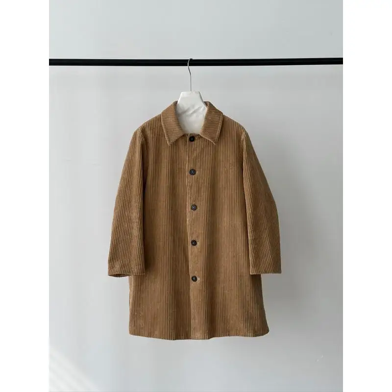 Vintage-style Caramel-colored Single-breasted Trench Coat