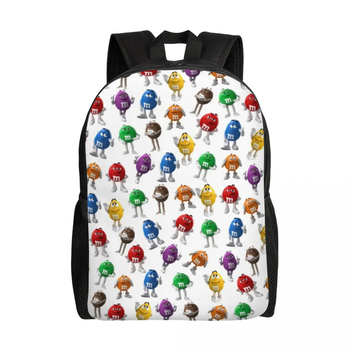 

Custom Funny M&M's Candy Travel Backpack Men Women School Laptop Bookbag Chocolate Candy College Student Daypack Bags