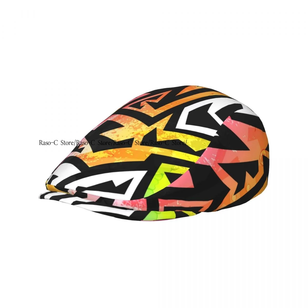 Unisex Adult Forward Peaked Cap Rainbow Color Geometric Pattern Newsboy Flat Cap Casual Streetwear Ivy Driving Hat