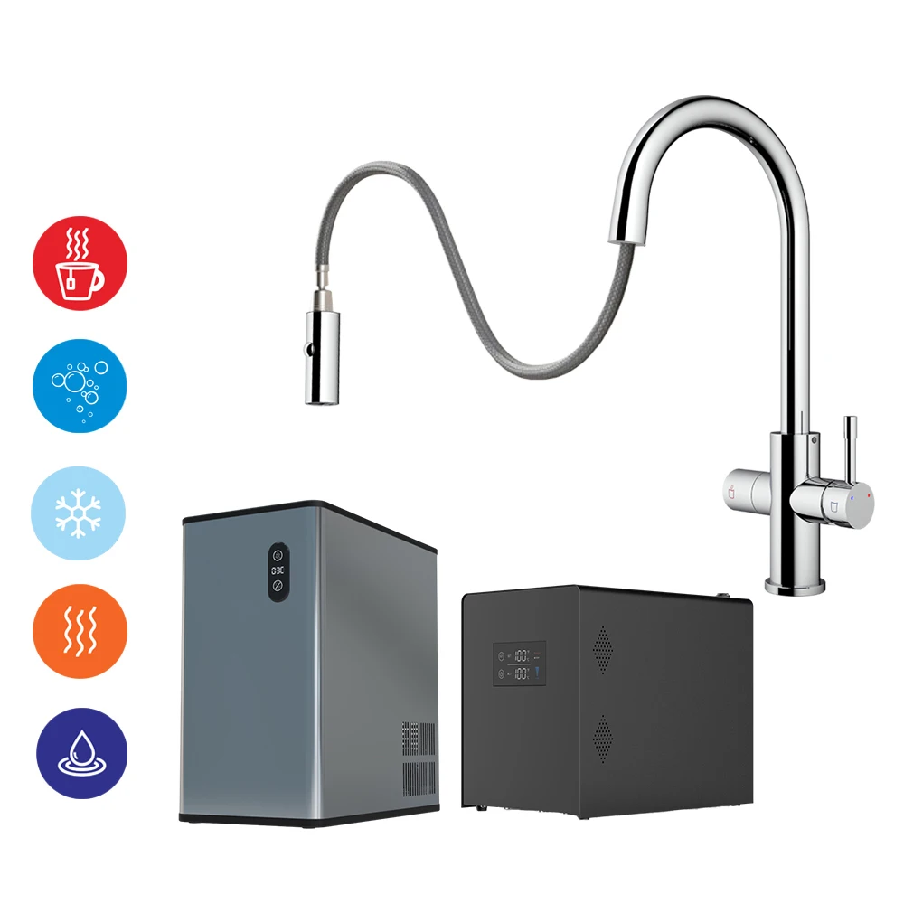 New Model  Touch Control & Pull-Down 5-in-1 Water Faucet With Instant Sparking Water