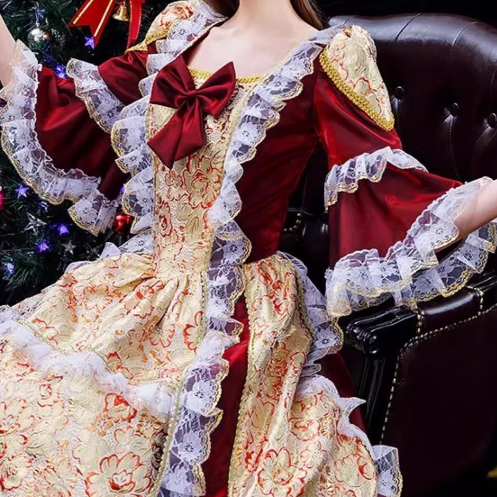 Burgundy Float Parade European Court Princess Dress Catwalk Photo Photo Christmas Performance Annual Meeting Women Show Costumes