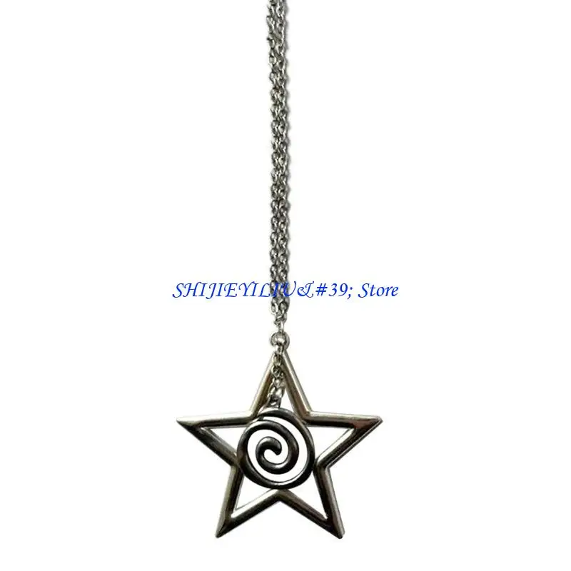 E21F Hip Hop Spirals Necklace Y2K Hollow Star Necklace Y2K Jewelry