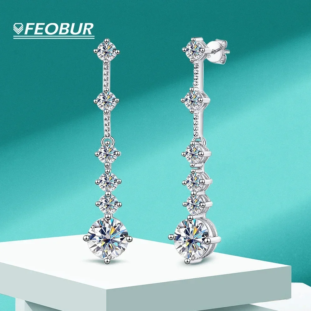 3CT Full Moissanite Drop Earrings for Women 925 Sterling Silver Long Dangle Piercing Earring Certified Diamond Wedding Jewelry