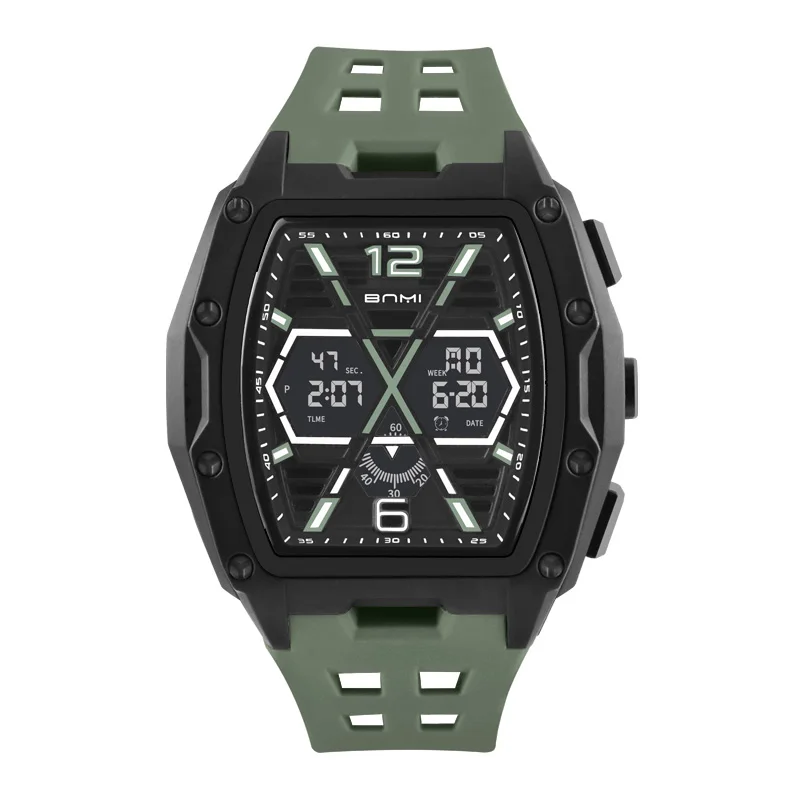 ساعة رياضية رجالية عالية الجودة ساعة منبه تاريخ عرض أسبوعي مقاوم للماء ساعة رقمية إلكترونية مضيئة للرجال والمراهقين