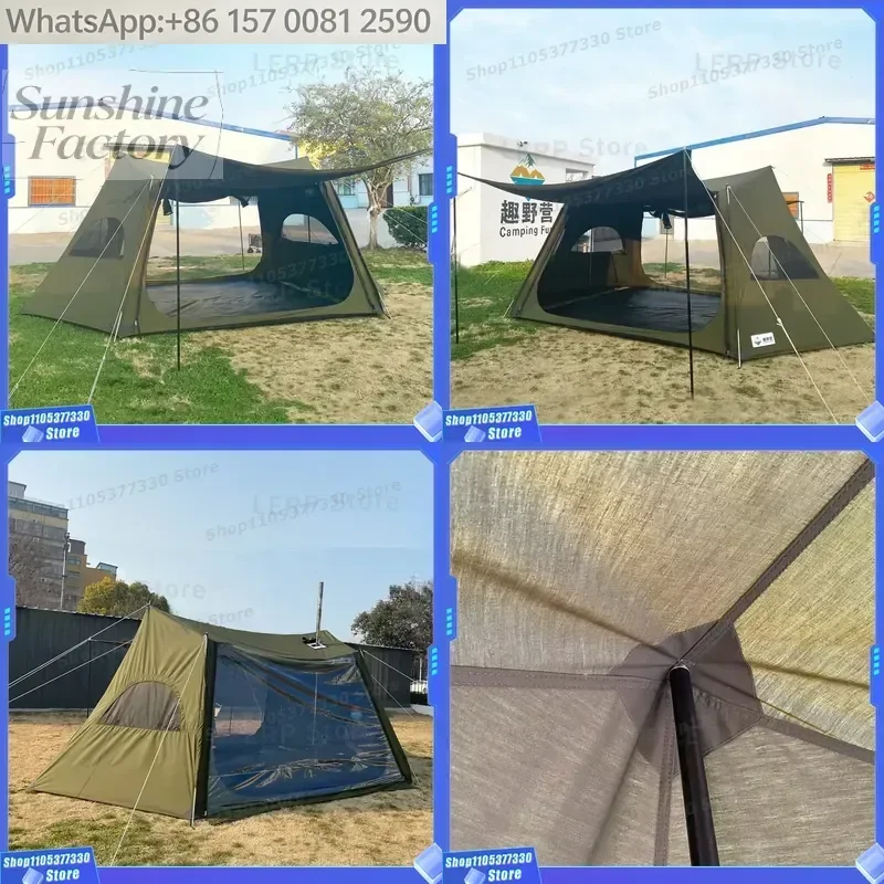 Breathable TC Cotton Canvas Tent 4 Season Glamping Tent TC Chimney Shelter Camping Hot Tent for Bushcrafter
