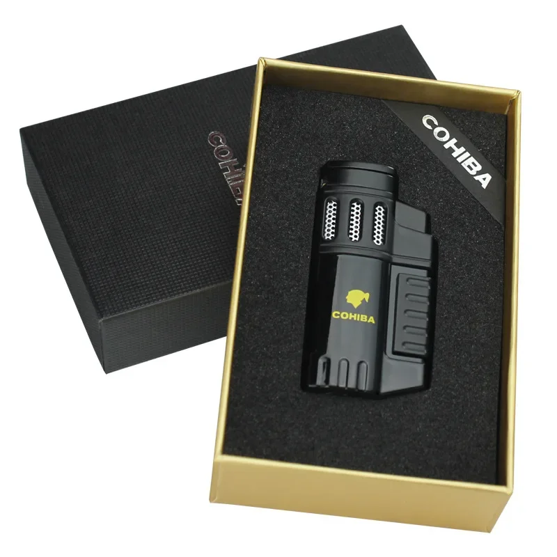 Cohiba Aansteker High Power Blue Flame Sigaar Moxibustion Sigaret Aansteker Turbine Fakkel Outdoor Barbecue Camping Ontstekingsgereedschap