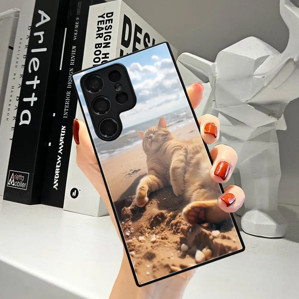 

Summer Beach Scene at Sunset on sea Palm Tree Case For Samsung Galaxy S24 S23 S22 S20 Ultra S21 FE 5G S10 S9 Plus S10E S8 Cover