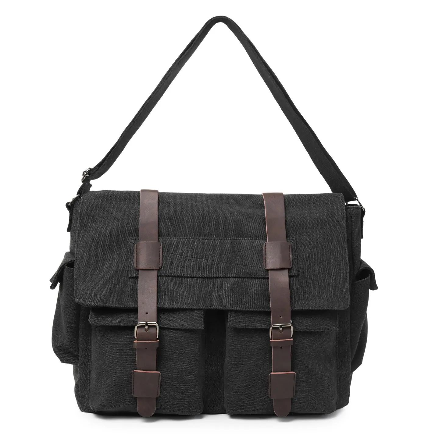 Retro Canvas Crossbody Messenger Bag Large Capacity Multi‑Compartment Adjustable Strap Satchel Bag for Outdoor Travel Daily Use