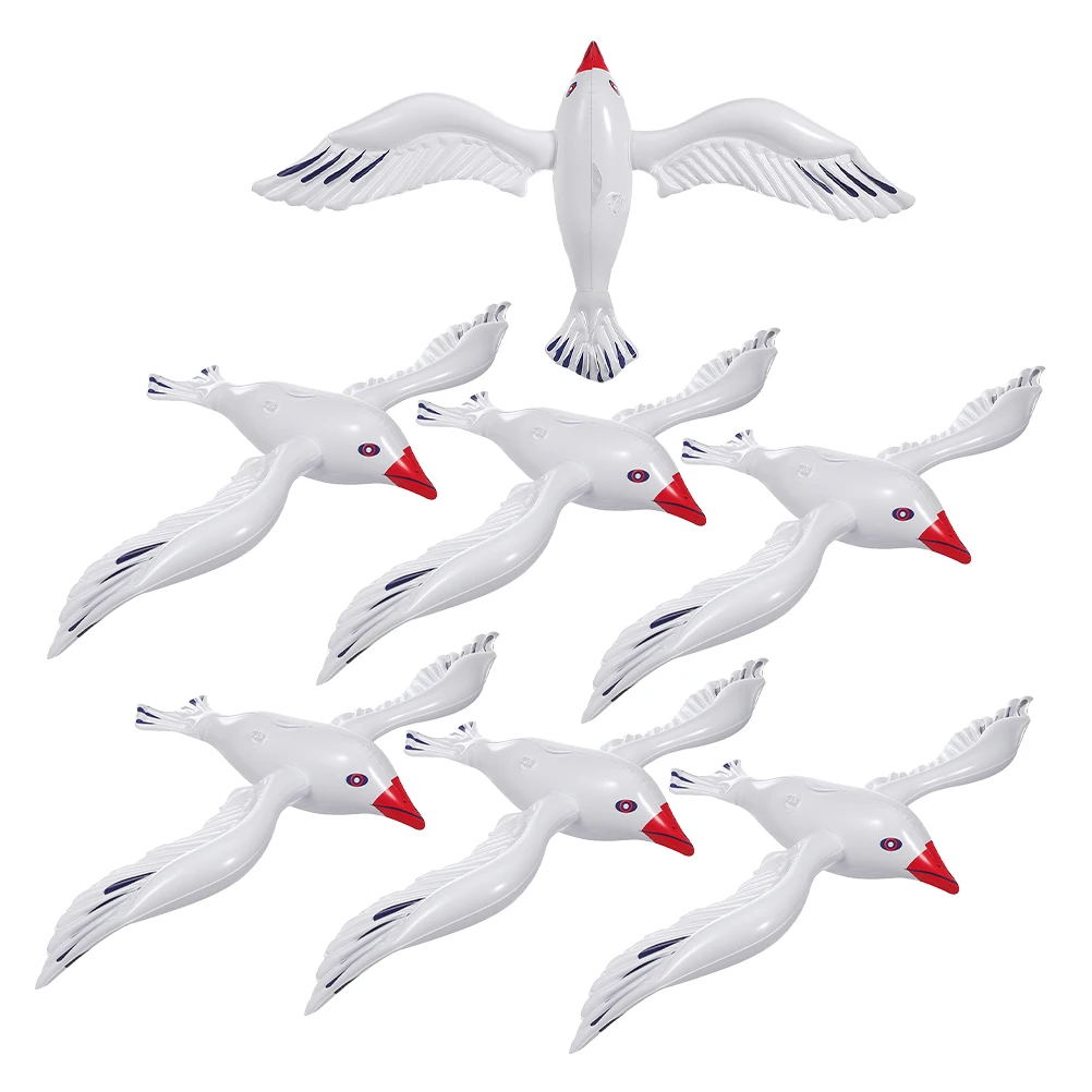 

7pcs Inflatable Seagull Water Balloon PVC Toy Animals Large Pool Floats Hawaiian Beach Party Decorations Summer Fun