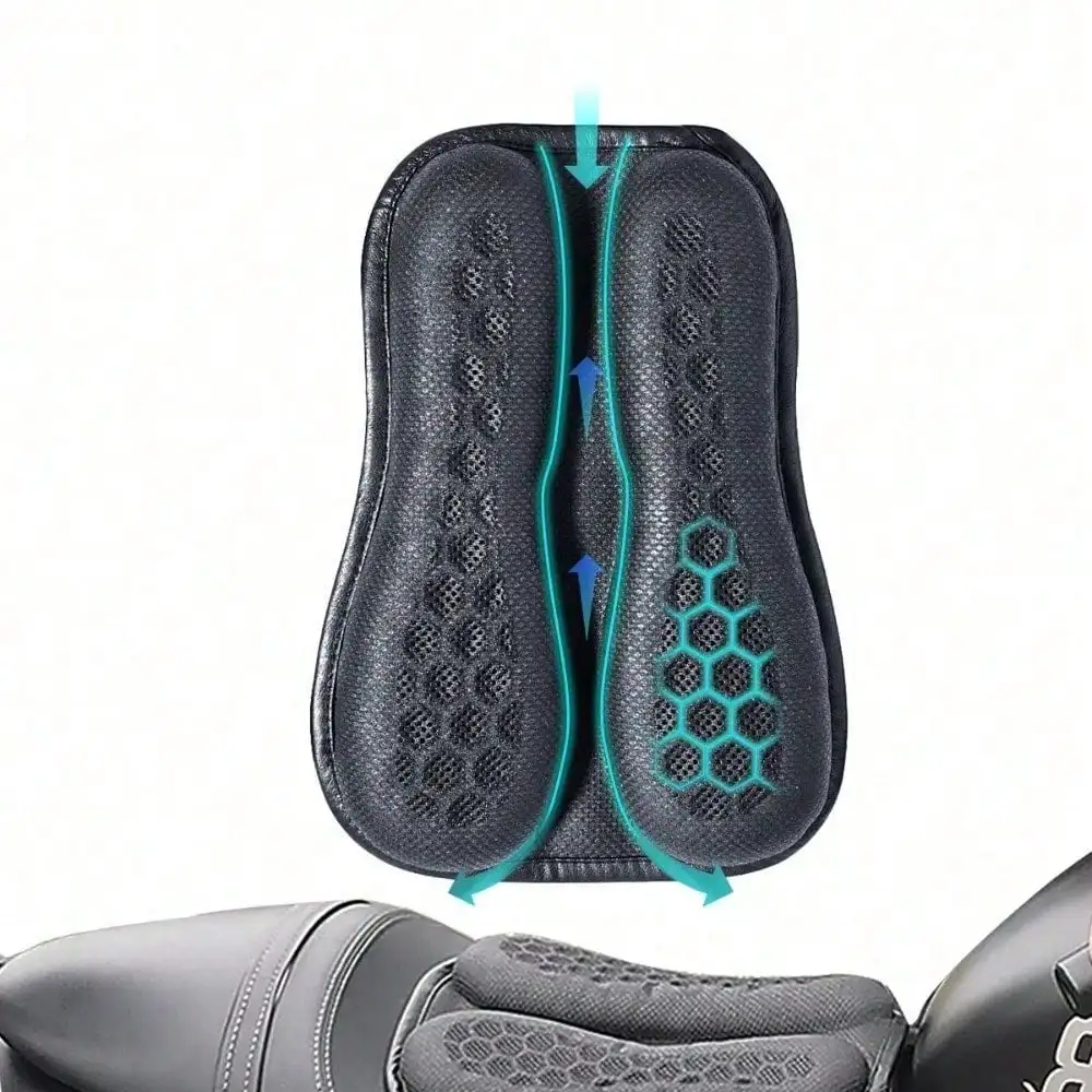 

Universal Motorcycle Seat Cushion - 3D Honeycomb Gel Pad, Breathable & Shock-Absorbing, Foldable Design for Long Rides