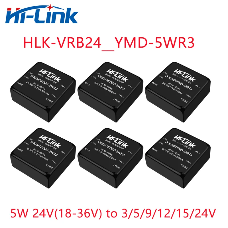 Hi-Link 5W DCDC Izolowany Konwerter 24V na 3/5/9/12/15/24V Moduł Zasilacza Impulsowego VRB21205YMD-5WR3 VRB2405YMD-10WR3