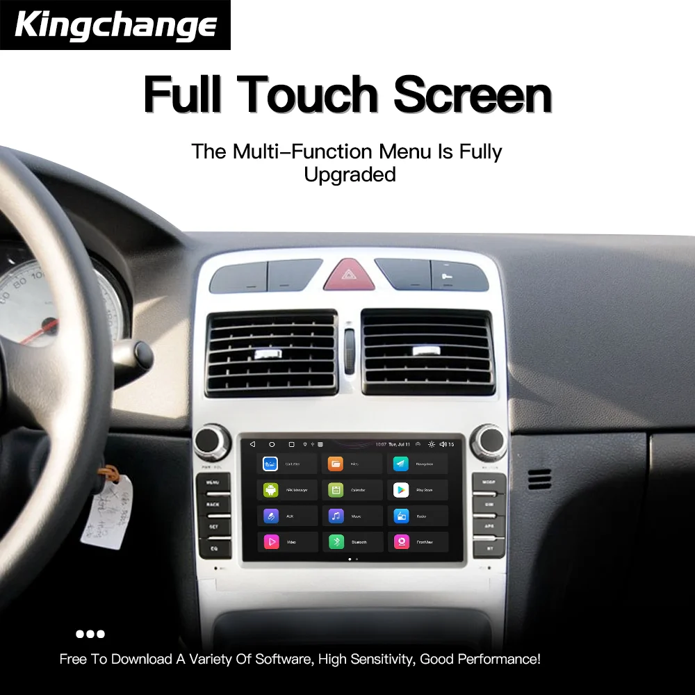 Kingchange autoradio lettore di navigazione Gps Android per Peugeot 307 307CC 307SW 2004-2013 Multimedia Stereo WiFi Video CarPlay