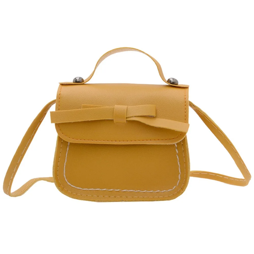 Cool PU Leather Bow Shoulder Bag Handbag Coin Purse Bow Crossbody Bag Solid Color Wallet Children Small Bag Streetwear