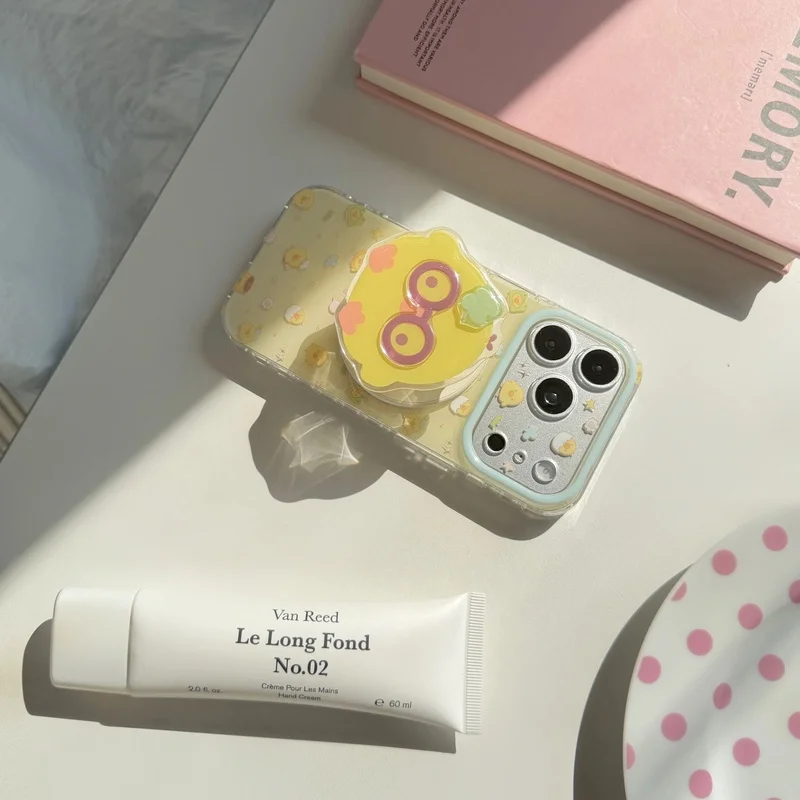 Funny Cartoon Cute Chick Magnetic Phone Case For iPhone 18 17 16 15 Pro Max With Stand Holder Kawaii Cover Funda