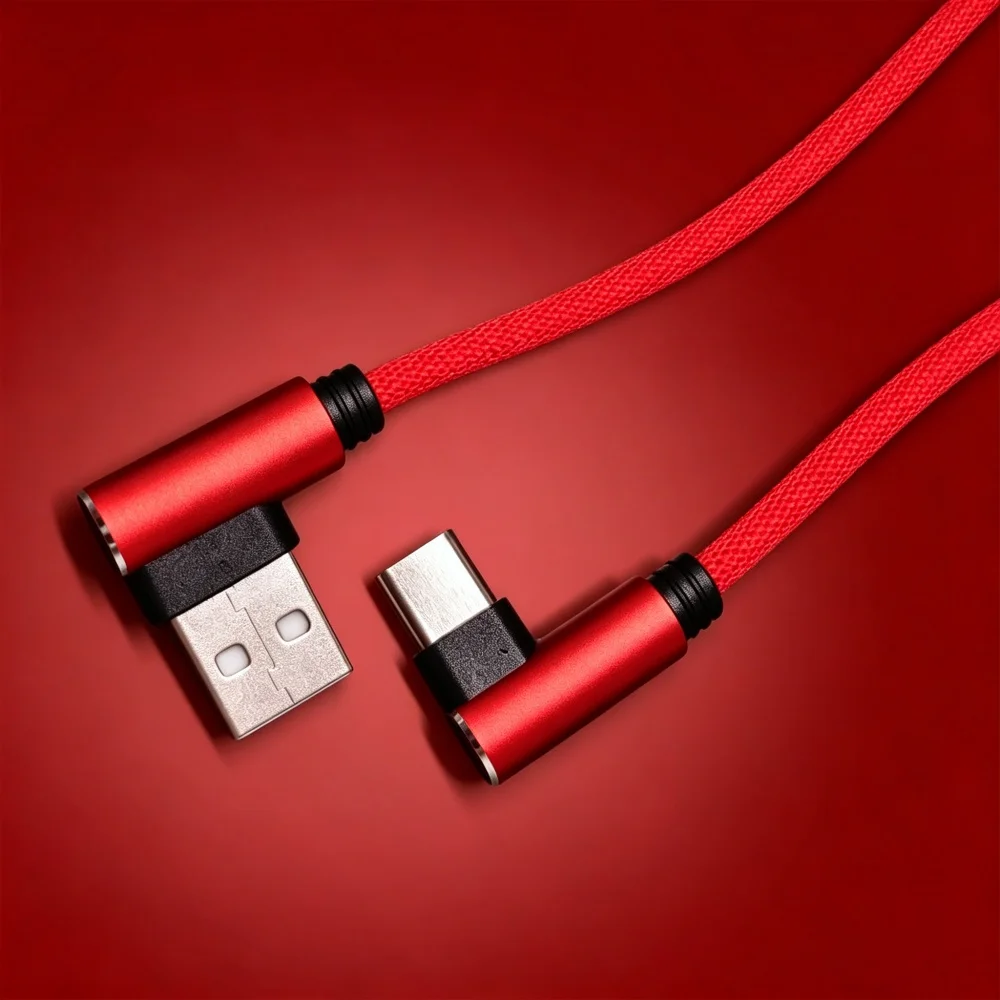 40W 5A USB-auf-Typ-C-Ladekabel mit schneller Ladefunktion, gewebtes Datenkabel, 90-Grad-Ladekabel für iPhone, Xiaomi, Redmi, Huawei, USB-Ladekabel