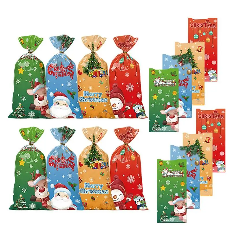 50pcs New Year Candy Bag Santa Gift Bag Snowflake Bag Merry Christmas Decorations Exquisite Sturdy for Home Holidays Present