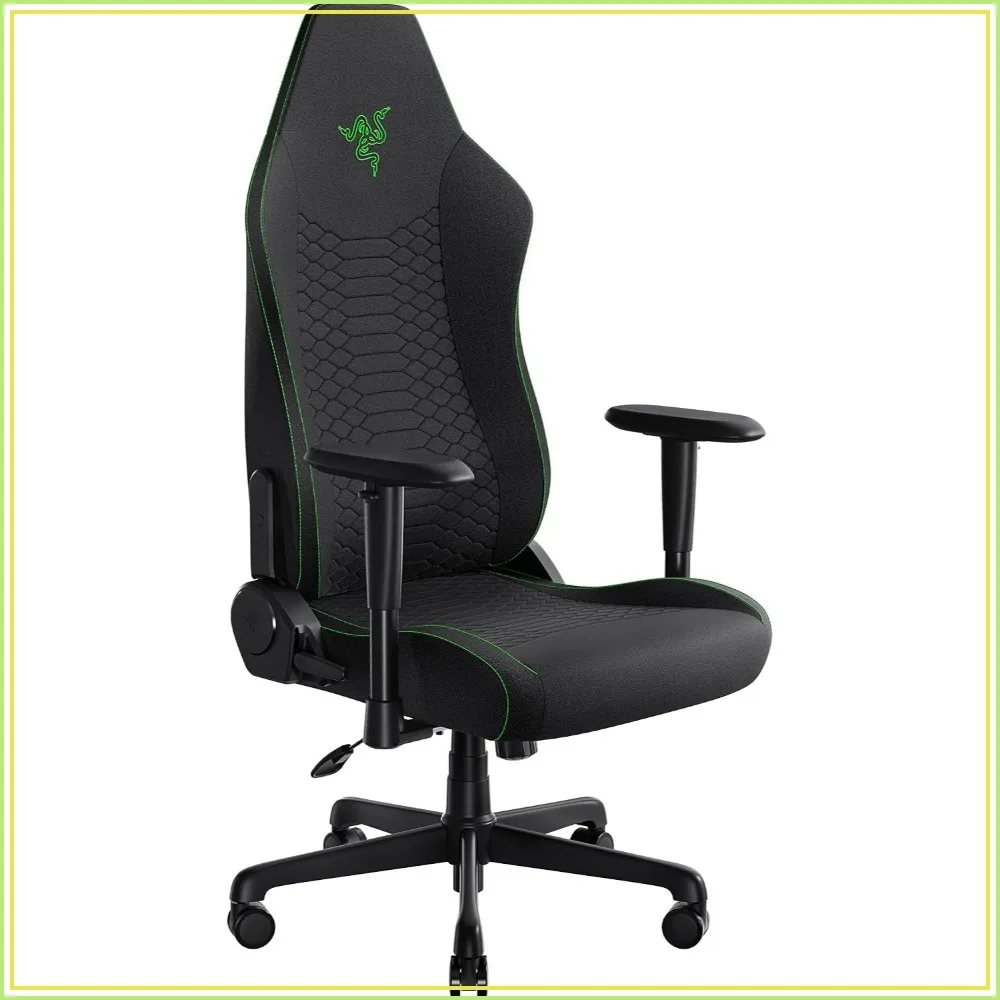 Ergonomic Gaming Chair with Lumbar Support, Widened Seat, High Density Foam, 152° Recline, 2D Armrests, Plush Fabric - Black