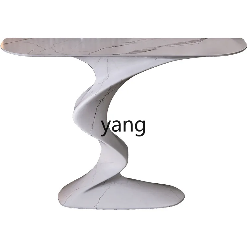 

LH living room entrance cabinet light luxury semi-round entrance table corridor storage aisle decorative entrance platform