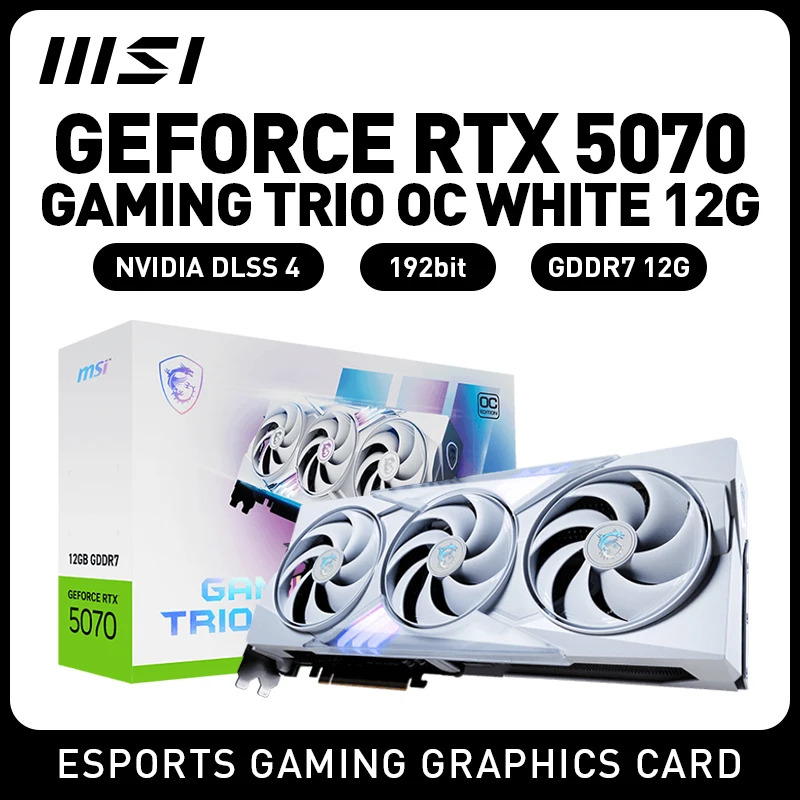 بطاقة رسومات الألعاب MSI RTX5070 12G GAMING TRIO OC WHITE NVIDIA GeForce RTX 5070 12GB 192Bit 8Pin GDDR7 لسطح المكتب placa de video