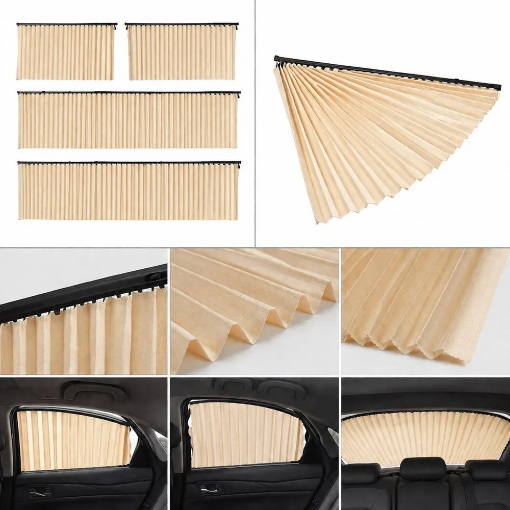 4-Piece Car Window Sunshade Track-Type Multi-Color Curtains, Sunscreen Privacy Shading for Van SUV Car Models, Sun Visor