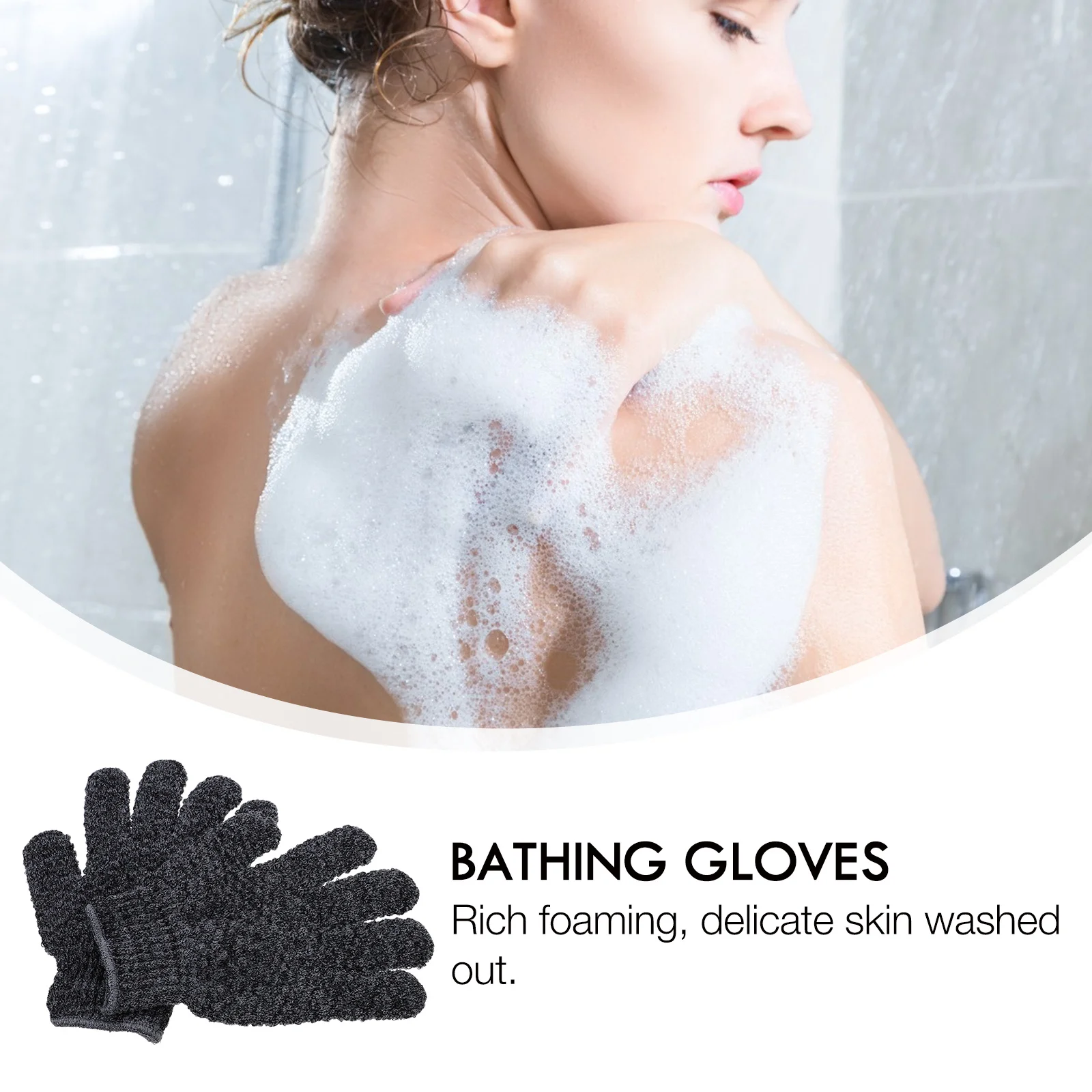 

3Pairs Bathing Gloves Non-Slip Exfoliating Mitt Body Brush Gloves Skid Resistant Massage Effect Rich Bubbles Five Fingers Design