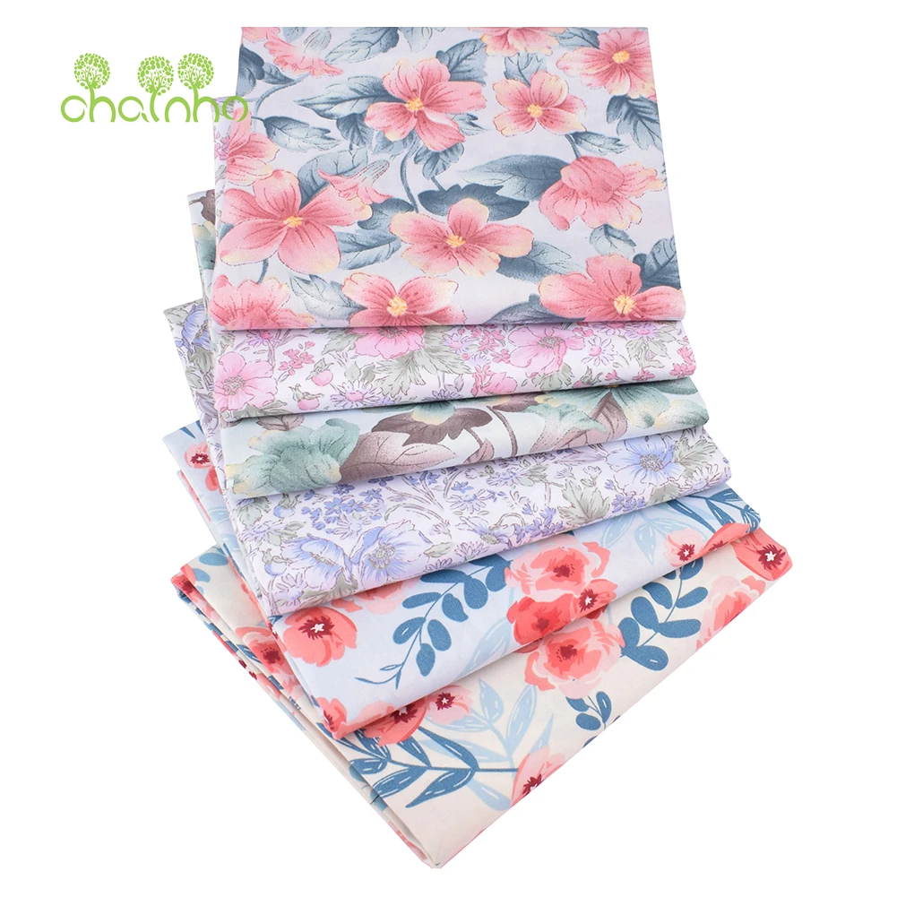 

Chainho,Printed Twill Weave Cotton Fabric,Patchwork Cloth,DIY Sewing Quilting Material,Floral Series,4 Specification,CC164