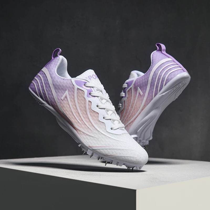 Correndo sprint sapatos de treinamento leve atlético esporte longo salto pista e campo picos cravado jogo sapatos tênis corrida