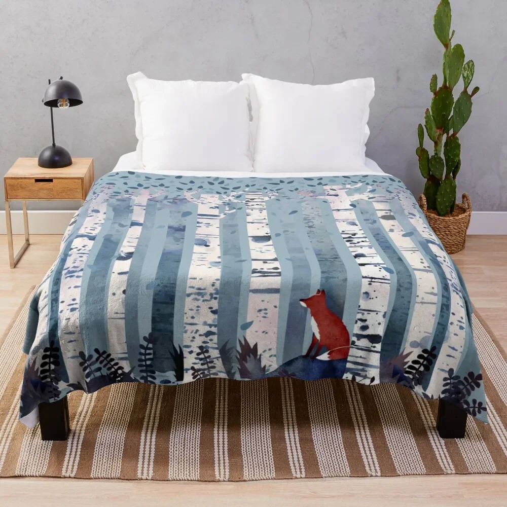 

The Birches (in Blue) Throw Blanket Blankets For Bed Cute Moving funny gift Blankets