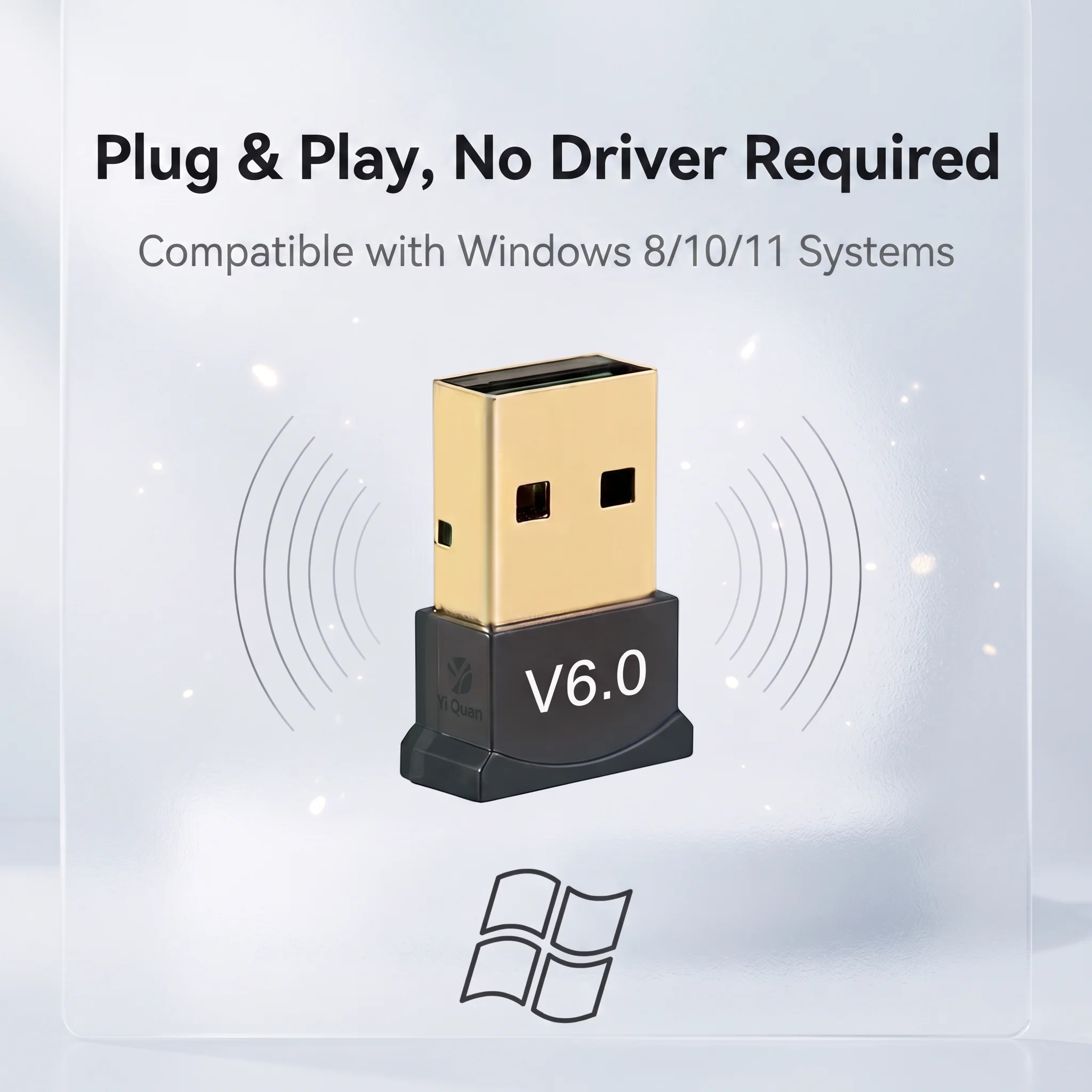 USB Bluetooth 6.0 Adapter Dongle for PC Windows 11/10/8.1/8 Bluetooth Receiver & Transmitter for Keyboard Mouse New