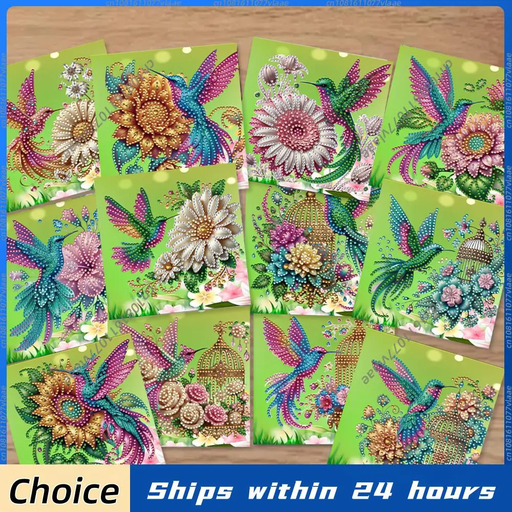 12Pcs DIY Diamond Art Painting Greeting Card Kit Diamond Painting Greeting Card Kit for Beginner Adult Birthday Holiday Blessing