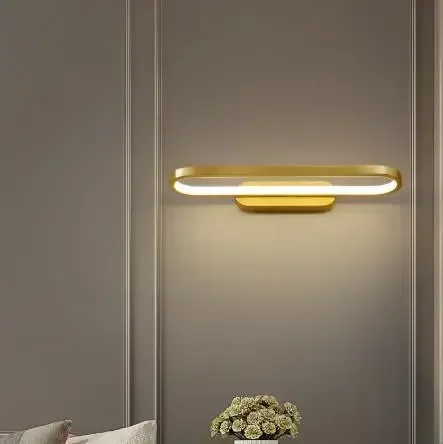 TechHPLED Wall Lamp Bedroom Bedside Lights Living Room Golden Brass Wall Light For Corridor Aisle Balcony Modern Sconce Lamp