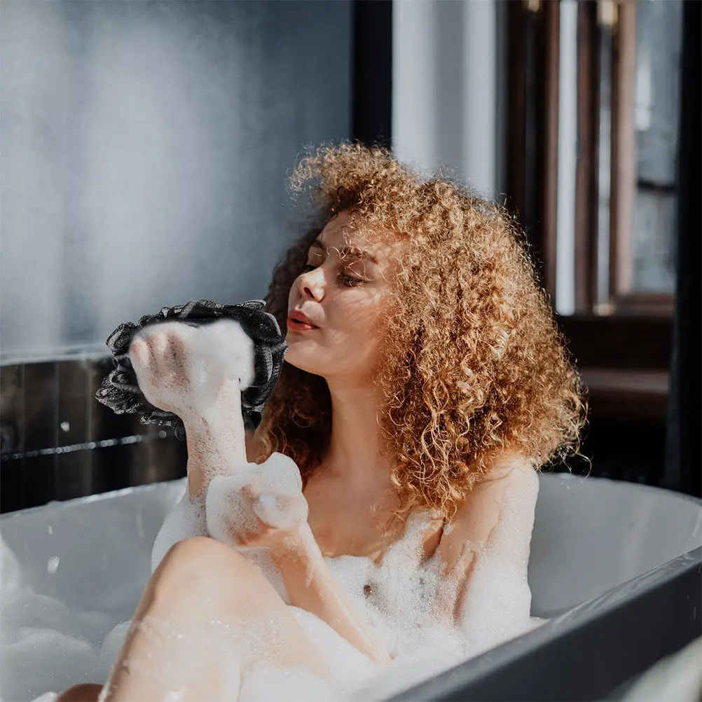 

6Pcs Bamboo Charcoal Bath Loofah Sponge Premium Shower Pouf Balls Soft Bath Scrubber Home Use Body Exfoliating Shower