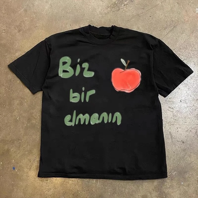 

Высоковращенная весна/лето 202, новая американская футболка большого размера с короткими рукавами и надписью в стиле ретро, топ