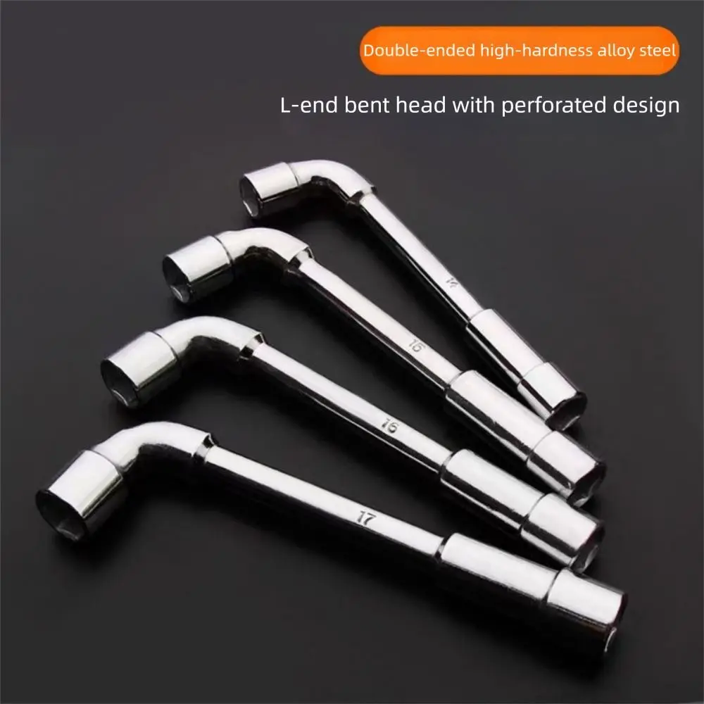 Practical Chrome-vanadium Steel L-shaped Wrench Hex Head L-shaped Design Hex Adapter Spanner 6-19mm High Hardness Hand Tool