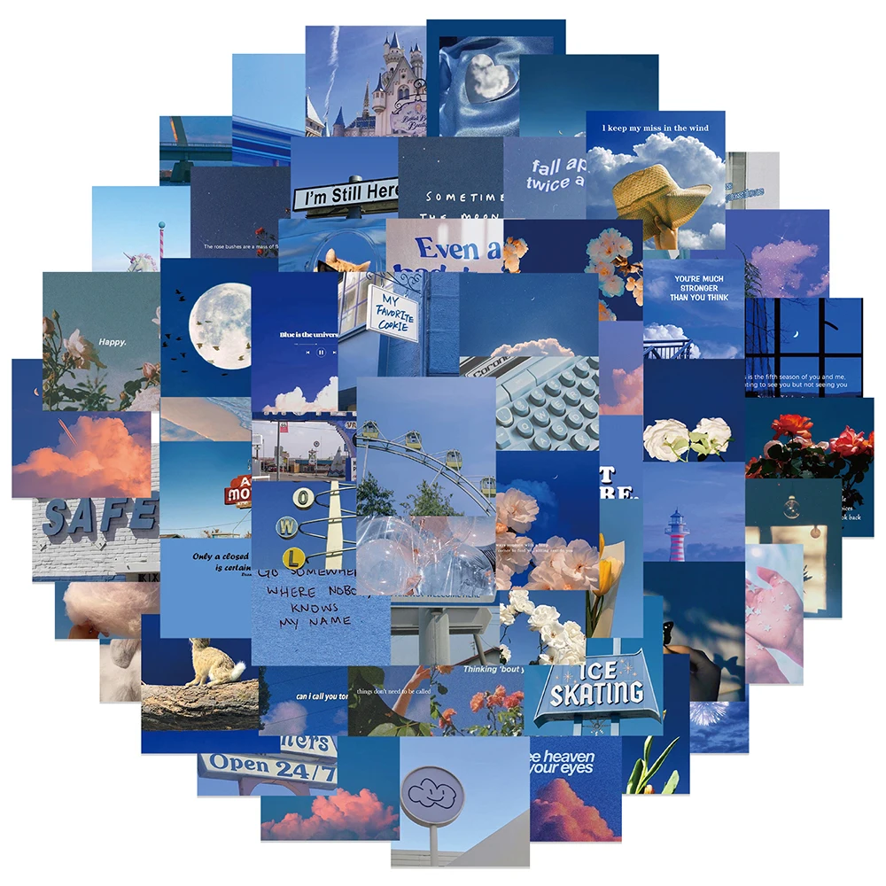 

10/30/62pcs Healing Blue Sky Scenery Stickers Ins Style Aesthetic Graffiti Sticker DIY Scrapbook Phone Luggage Decals Decoration