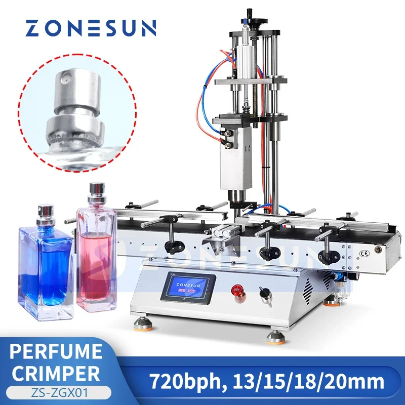 ZONESUN Tabletop Perfume Crimping Machine Automatic Perfume Bottle Crimper Bottle Capper Sealing Equipment ZS-ZGX01