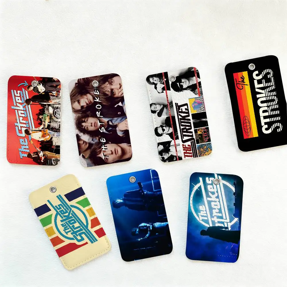 Indie Rock Band The S-Strokes Style PU Access Card Holder With Keychain - Executive Protection For Bank Card,Subway, Bus Card
