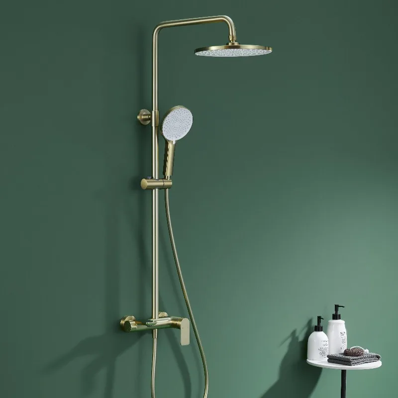 

Настенная роскошная душевая система с хромированным покрытием, латунным корпусом, керамическим картриджем, душевой лейкой с мягким распылением для использования в отелях